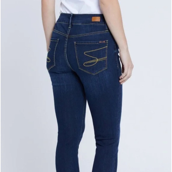 Seven 7 Tummyless High Rise Skinny Jeans Dark Wash Women's Size 12 - Picture 2 of 9